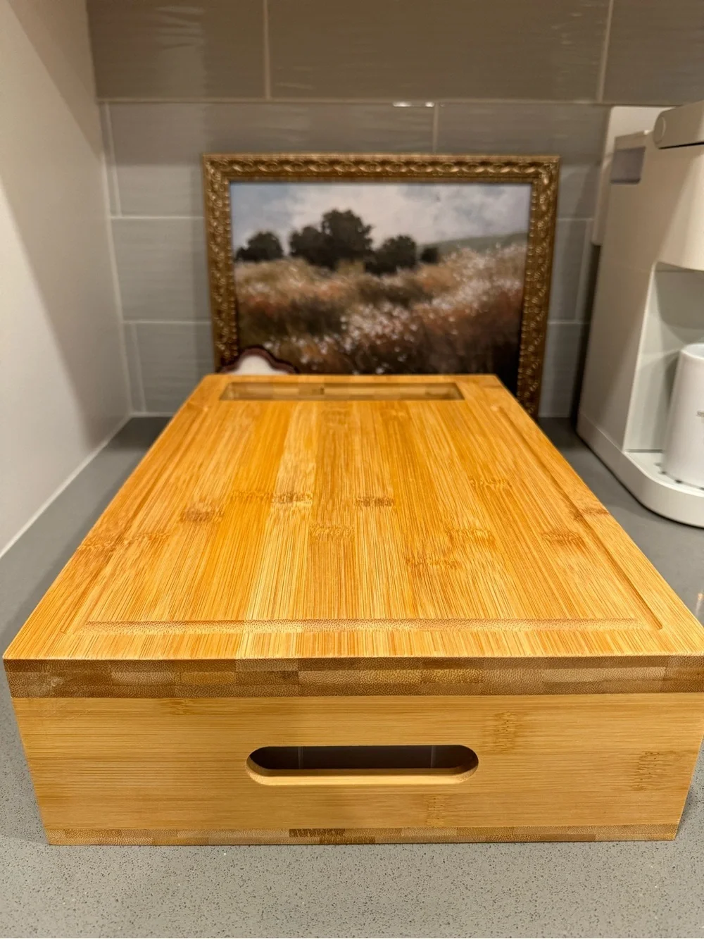 Bamboo Cutting Board with Pull-Out Drawers - Natural (NWOT)